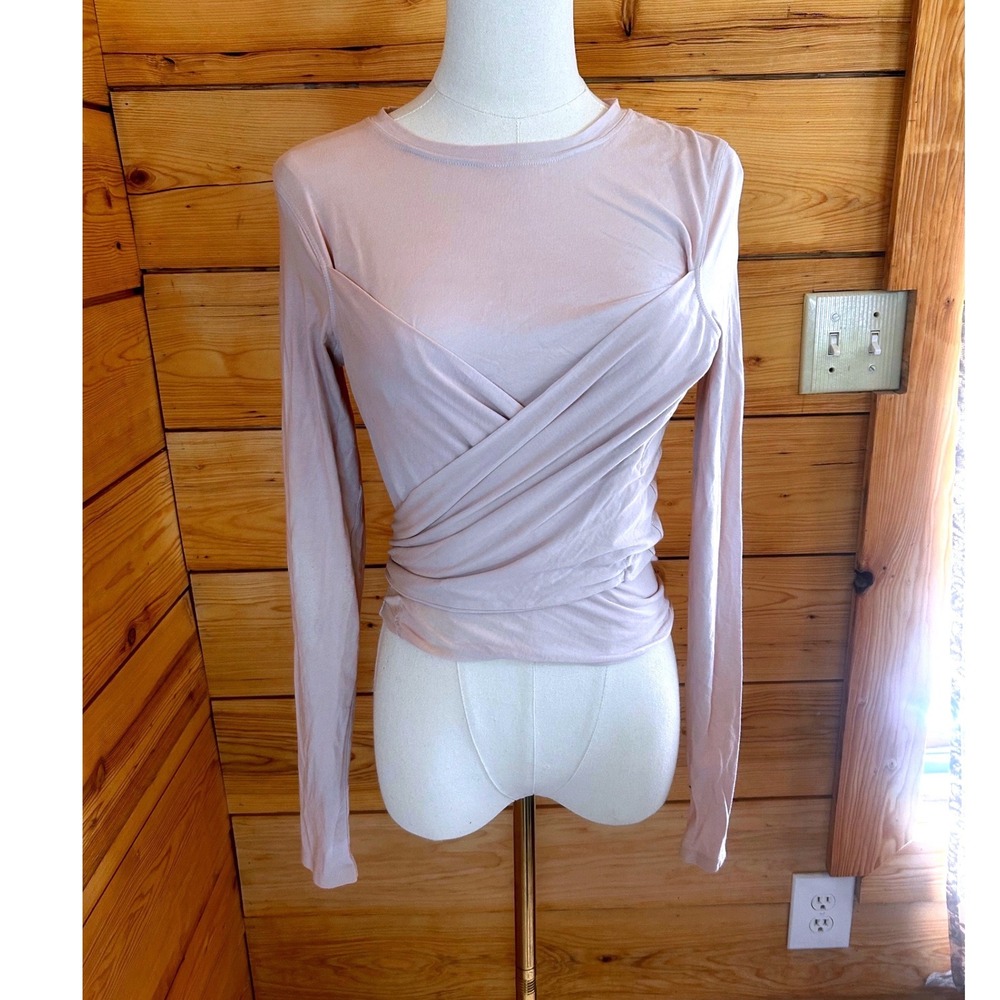 Lululemon It's A Tie Long Sleeve Wrap Top Women Size 10 Pink Yoga Gather & Grow
